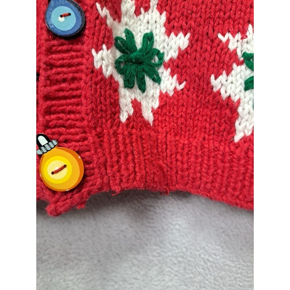 VTG 90's Eagles Eye Hand-Knit Christmas Cardigan Sweater Med Santa Ugly Party - Picture 11 of 13